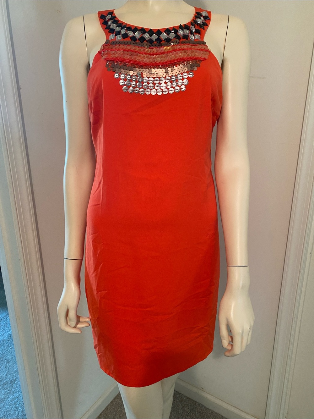 Ark & Co Orange Embellished Halter Mini Dress